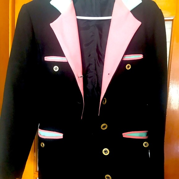 Black with pink and green custom made long blazer - Picture 1 of 5
